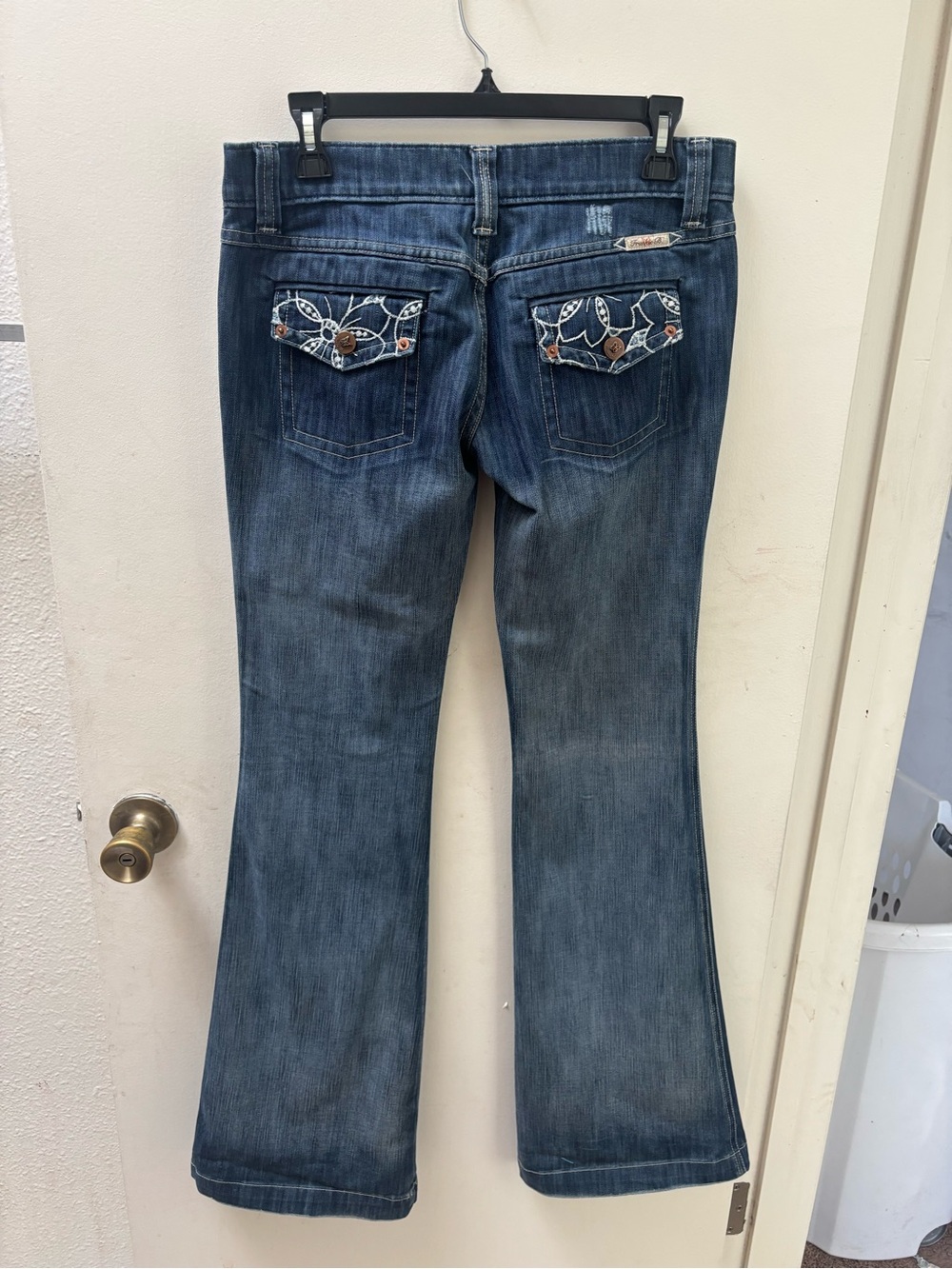 Blue Women's Bootcut Jeans with Embroidered Back Pockets